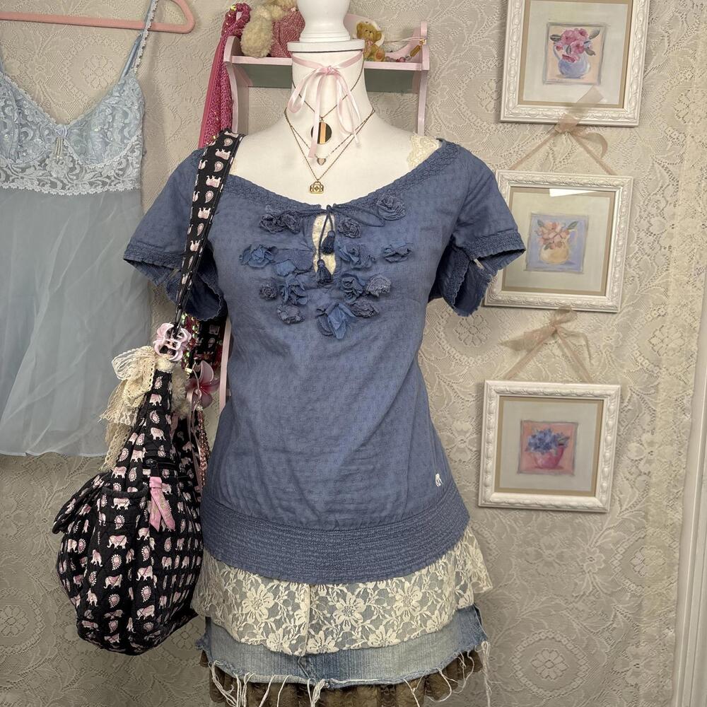 y2k vintage Abercrombie babydoll‎ blouse